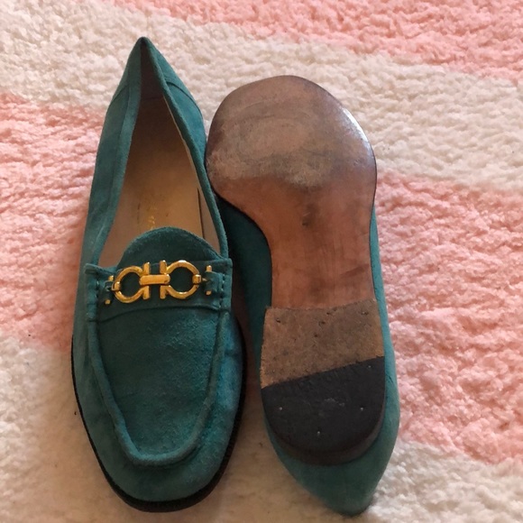Turquoise suede loafers - Picture 2 of 3